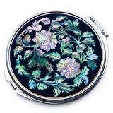Hand Mirror Inlaid with Mother of Pearl Peony 